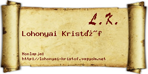 Lohonyai Kristóf névjegykártya
