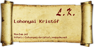 Lohonyai Kristóf névjegykártya