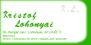 kristof lohonyai business card